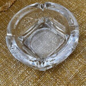 Vintage Heavy Glass Square‎ Bottom Round Ashtray